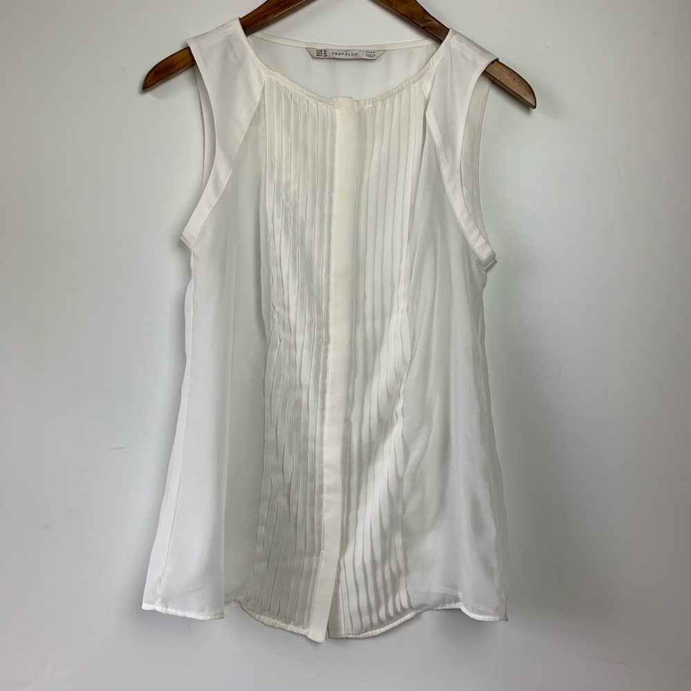 Zara Chiffon Wht/Cream Top M